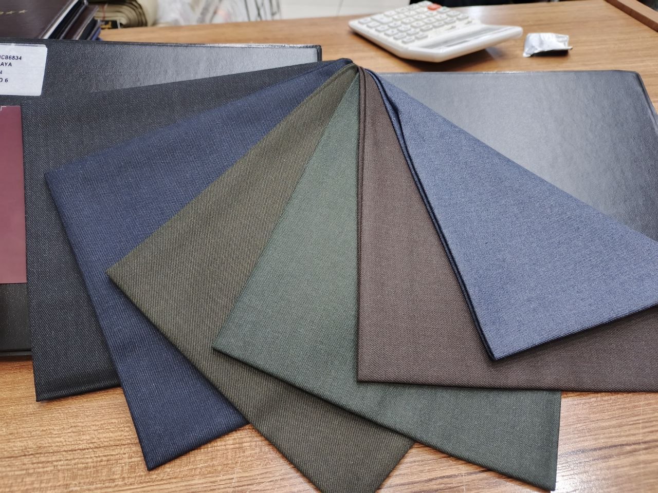 Rasan Textile fabric samples on display at the Sulaimani office